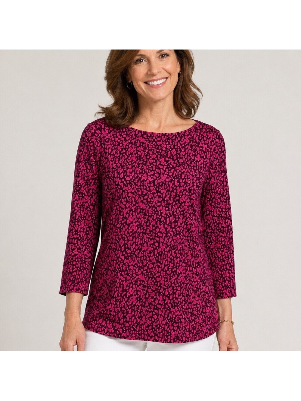 Talbots The Talbots Tee Burgandy Polka Dot Tunic Blouse NWT Medium Preppy Coast